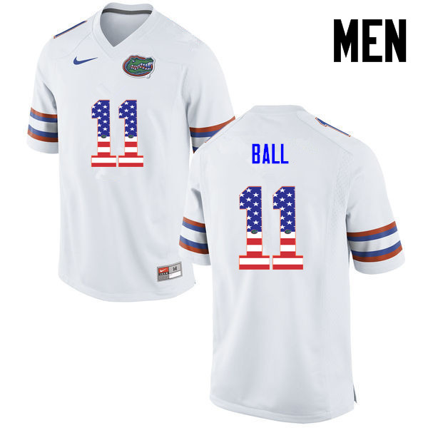 Men Florida Gators #11 Neiron Ball College Football USA Flag Fashion Jerseys-White - Click Image to Close